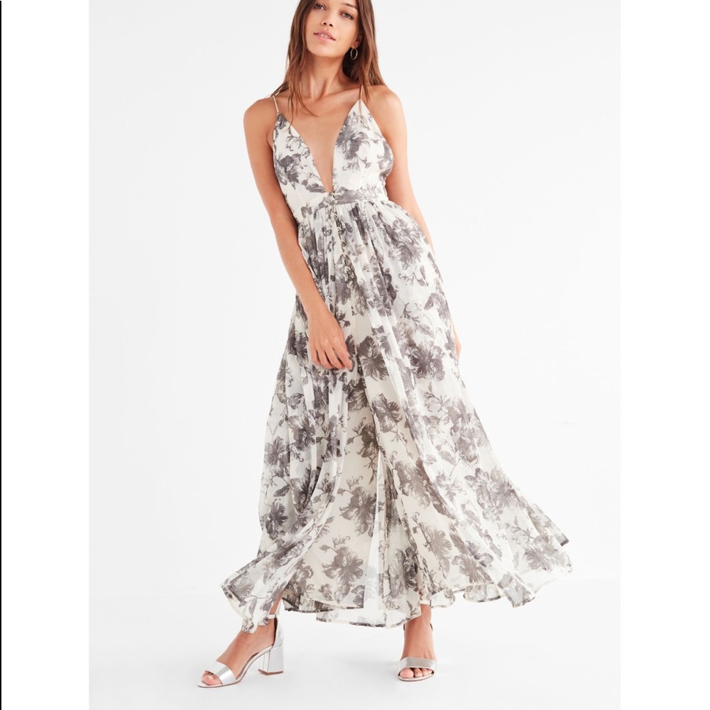 Urban Outfitters Gauzy Floral Wide-Leg Jumpsuit